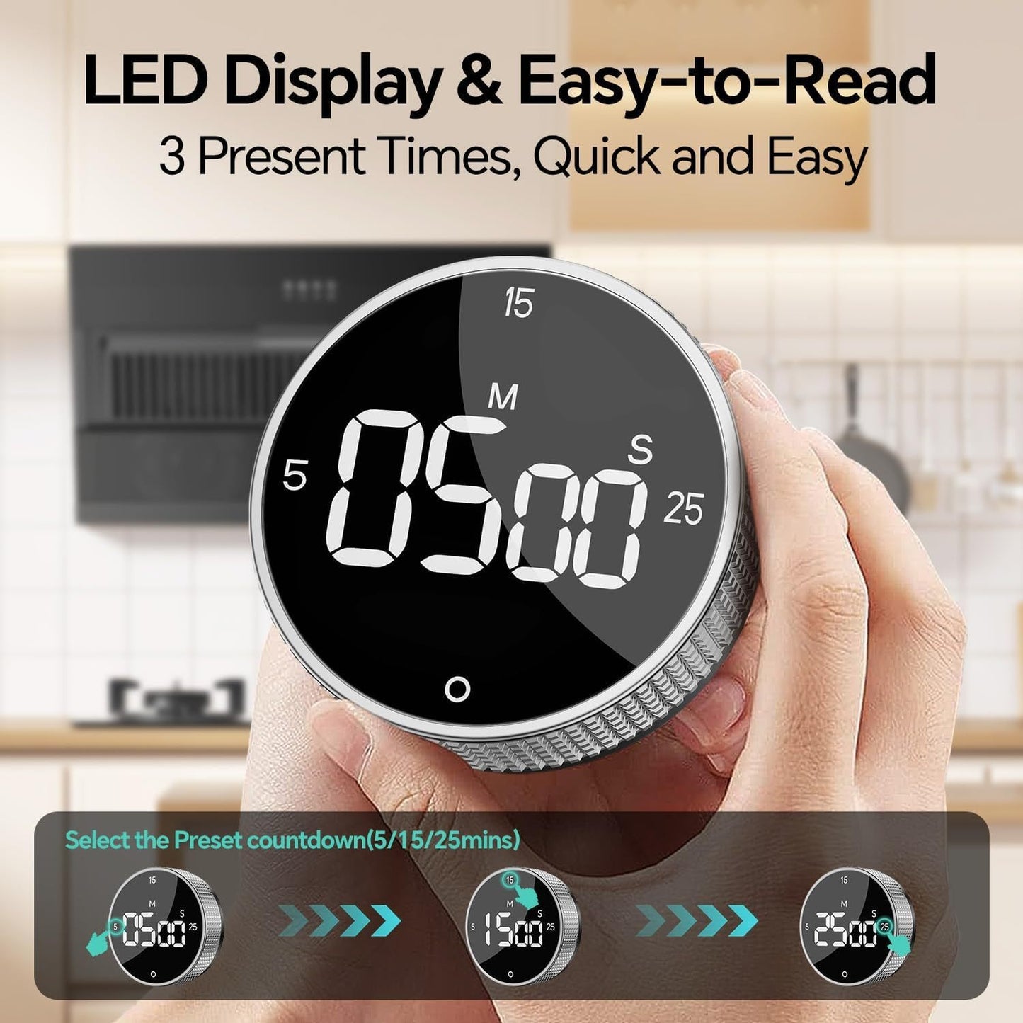 Magnetic Rotation Countdown Timer – LED Digital Kitchen & Study Timer